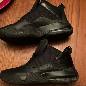 “Stay Loyal”,  Air Jordan,Men’s Black mid--Top Athletic Basketball Shoes.